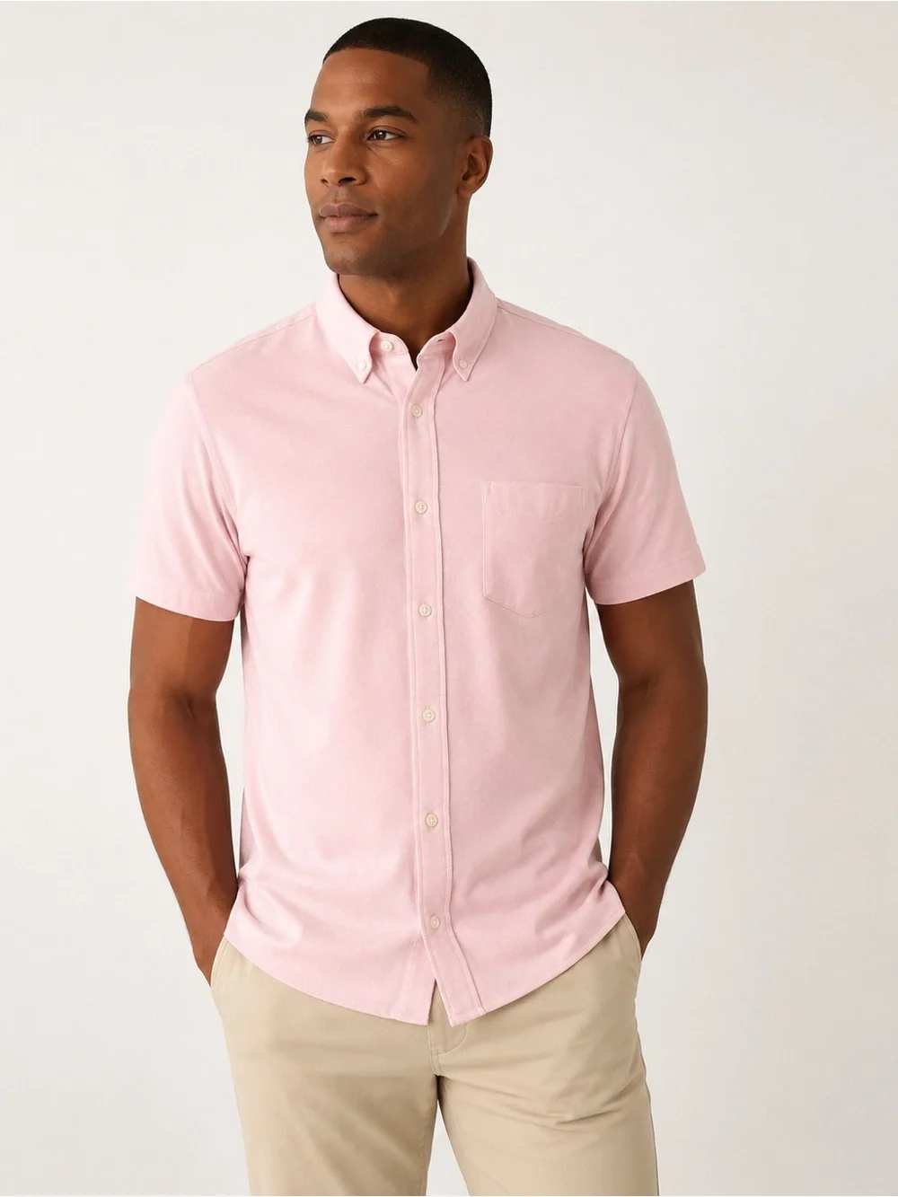 Banana Republic Men’s XXL Soft Blush Short Sleeve Button Down Shirt Cotton Blend